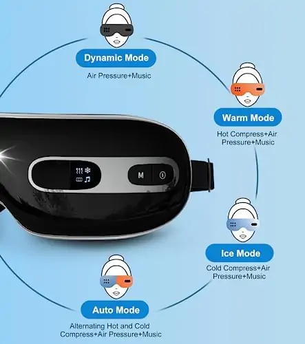 BOQUBOO Eye Massager with Heat and Cooling for Migraines, Dry Eyes, and Eyestrain - Heated Eye Massager Mask Massage Pressure Points for Relaxation - Gifts for Women and Men (Black) - Image 5