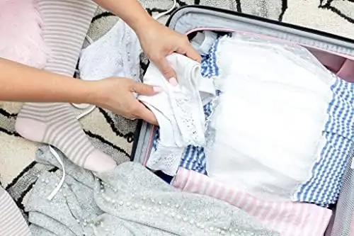 American Tourister Stratum XLT Expandable Hardside Luggage with Spinner Wheels, Pink Blush, Checked-Medium 24-Inch - Image 3