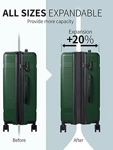 Zitahli Luggage, Expandable Suitcase Checked Luggage, Hardside Luggage with TSA Lock Spinner Wheels YKK zippers, 24in (Dark Green) - Image 2
