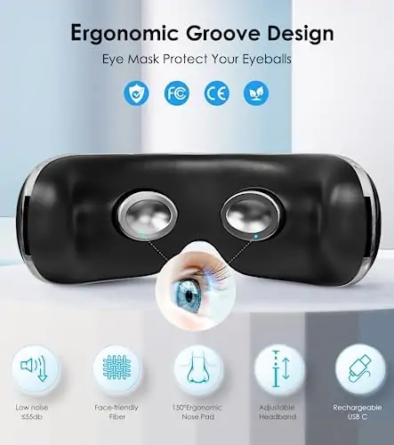 BOQUBOO Eye Massager with Heat and Cooling for Migraines, Dry Eyes, and Eyestrain - Heated Eye Massager Mask Massage Pressure Points for Relaxation - Gifts for Women and Men (Black) - Image 6