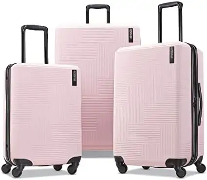 American Tourister Stratum XLT Expandable Hardside Luggage with Spinner Wheels, Pink Blush, Checked-Medium 24-Inch - Image 7