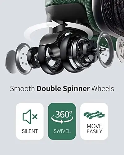 Zitahli Luggage, Expandable Suitcase Checked Luggage, Hardside Luggage with TSA Lock Spinner Wheels YKK zippers, 24in (Dark Green) - Image 3