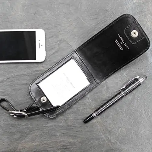 Quality Leather Luggage Tag | The Ledro | Handcrafted in Italy | Night Black - Image 5