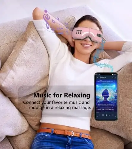 Huhubol Eye Massager with Heat and Cooling Relax Eye Strain Dry Eyes, Music Heated Eye Massager Reduce Dark Circles, Eye Bags and Puffiness, Eye Mask Massager Improve Sleeping Best Gifts(Pink) - Image 5