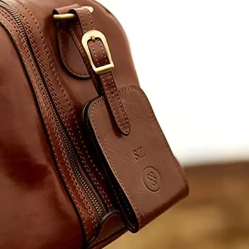 Quality Leather Luggage Tag | The Ledro | Handcrafted in Italy | Night Black - Image 7