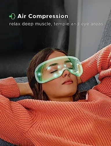 Worxvell Eye Massager with Heat and Cooling, Rechargeable Bluetooth Music Heated Eye Masks for Dry Eyes, Eye Strain, Migraine,Dark Circles, Improving Sleeping Gifts for Women and Men - Image 4