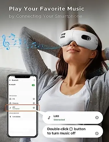 Worxvell Eye Massager with Heat and Cooling, Rechargeable Bluetooth Music Heated Eye Masks for Dry Eyes, Eye Strain, Migraine,Dark Circles, Improving Sleeping Gifts for Women and Men - Image 6