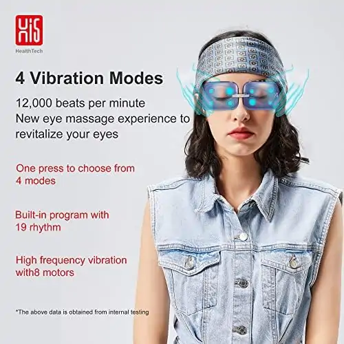 MASTER MASSAGE EQUIPMENT E10 Electric Smart Fashion Mini Eye Massager with Heat Lightweight Reduce Eye Strain Dark Circles Dry Eye Care, Improve Sleep Massage Mask, Gradient Purple+Aurora Blue - Image 6