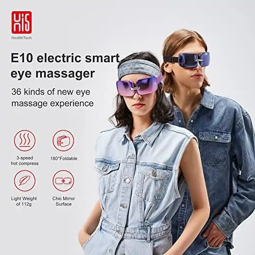 MASTER MASSAGE EQUIPMENT E10 Electric Smart Fashion Mini Eye Massager with Heat Lightweight Reduce Eye Strain Dark Circles Dry Eye Care, Improve Sleep Massage Mask, Gradient Purple+Aurora Blue - Image 5