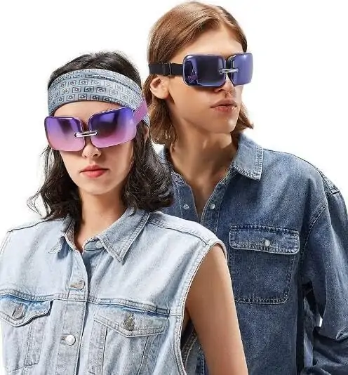 MASTER MASSAGE EQUIPMENT E10 Electric Smart Fashion Mini Eye Massager with Heat Lightweight Reduce Eye Strain Dark Circles Dry Eye Care, Improve Sleep Massage Mask, Gradient Purple+Aurora Blue